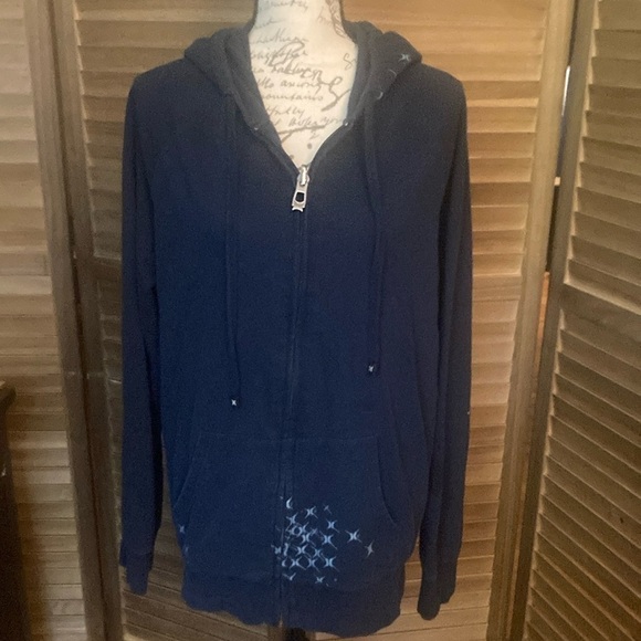 Hurley size large blue zip up hoodie jacket with pockets great condition - Picture 1 of 5